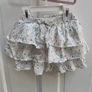 Marese 3T Girls White Multicolor Heart Layered Ruffled Skirt